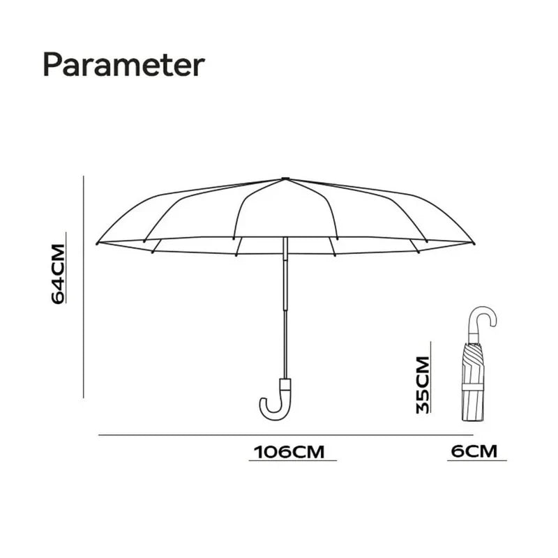 Cedar® Gideon Folding Wooden Curved Handle Umbrella 20 Spokes