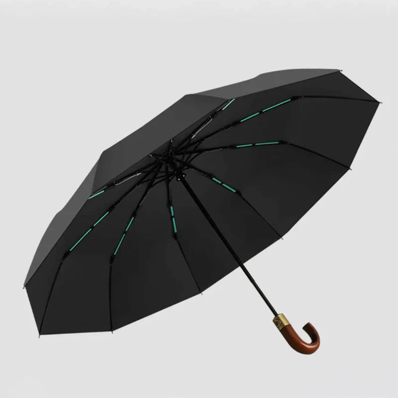 Cedar® Gideon Folding Wooden Curved Handle Umbrella 20 Spokes