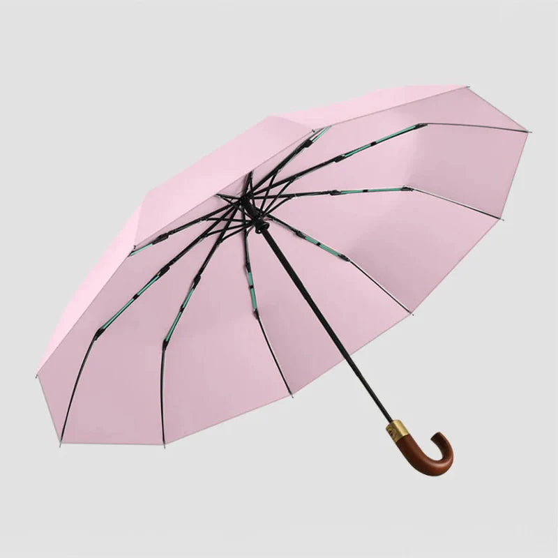 Cedar® Gideon Folding Wooden Curved Handle Umbrella 20 Spokes
