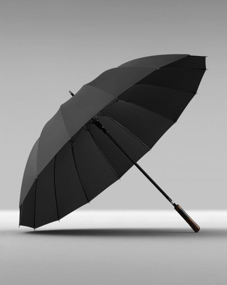 Cedar® Timeless Straight Wood Handle Umbrella 16 Spokes Windproof Large Automatic