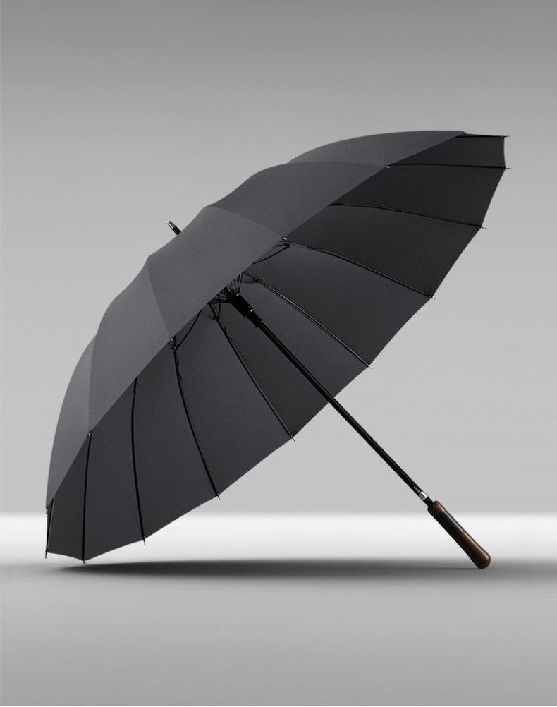 Cedar® Timeless Straight Wood Handle Umbrella 16 Spokes Windproof Large Automatic