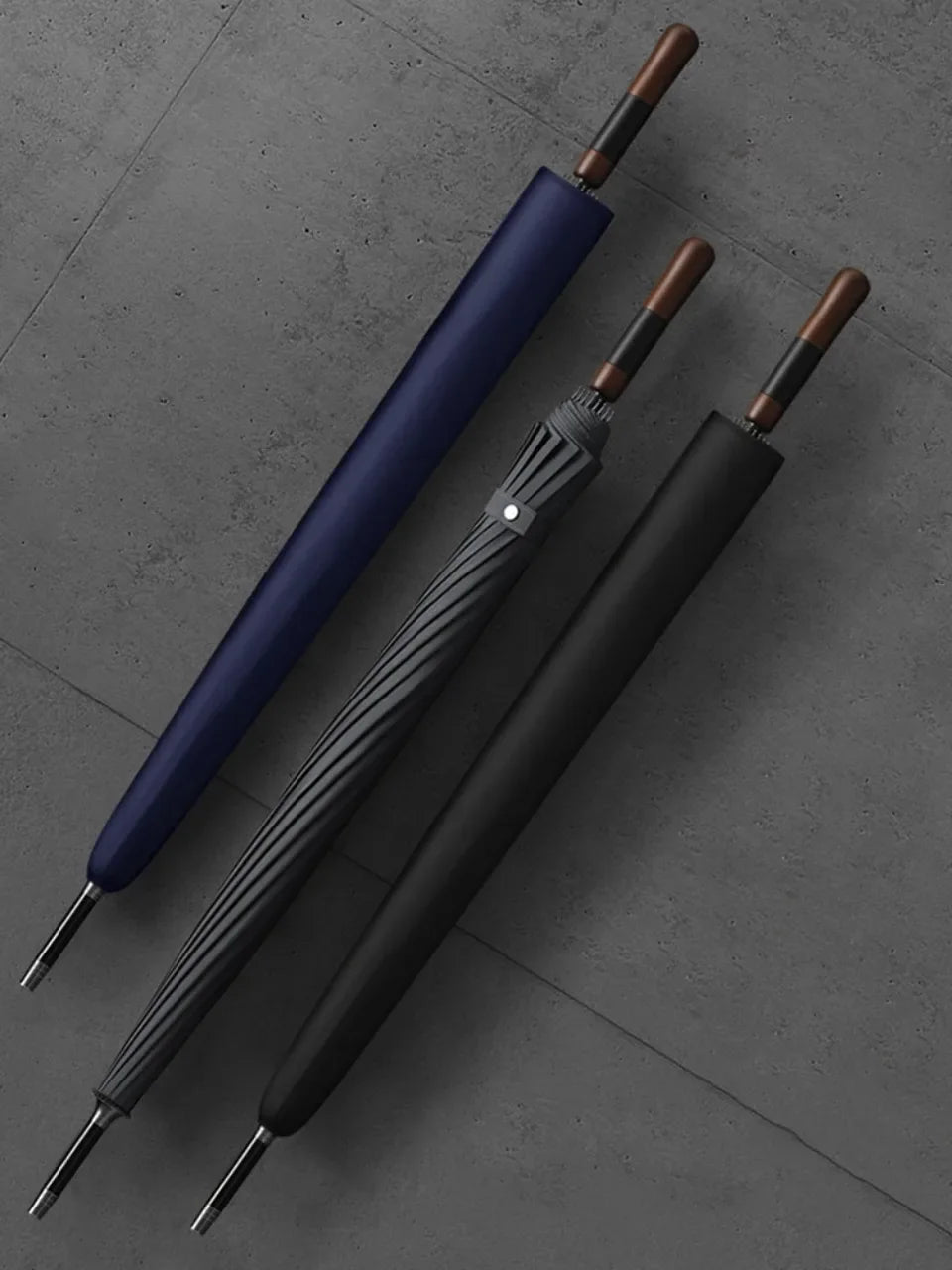 Cedar® Timeless Straight Wood Handle Umbrella 16 Spokes Windproof Large Automatic