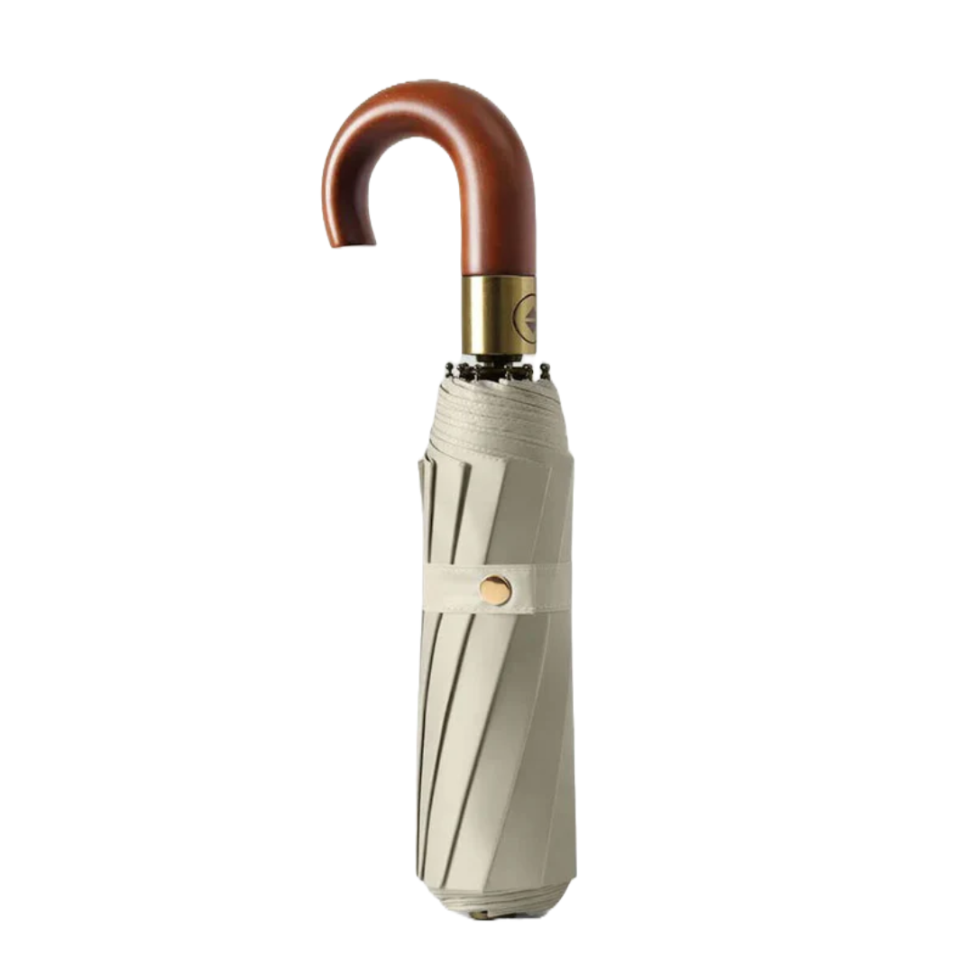Cedar® Gideon Folding Wooden Curved Handle Umbrella 20 Spokes