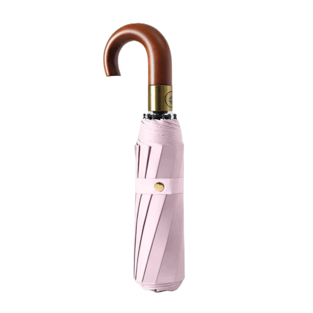 Cedar® Gideon Folding Wooden Curved Handle Umbrella 20 Spokes