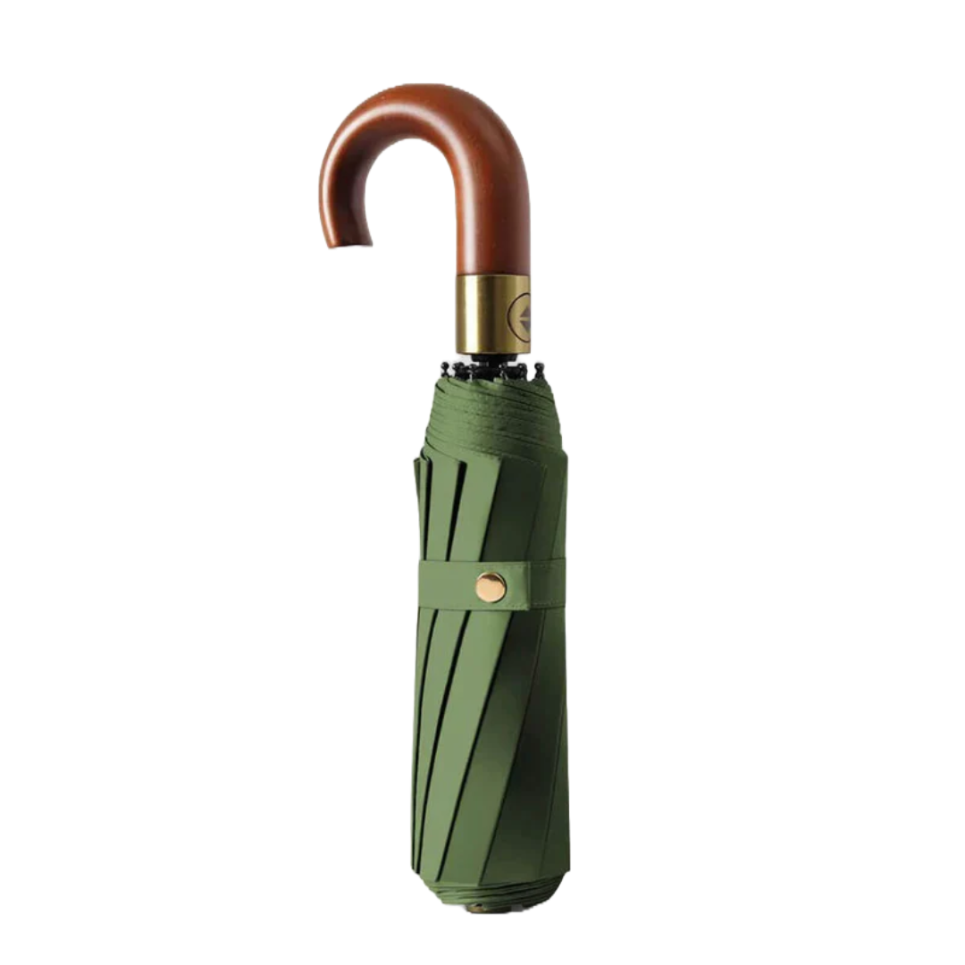 Cedar® Gideon Folding Wooden Curved Handle Umbrella 20 Spokes