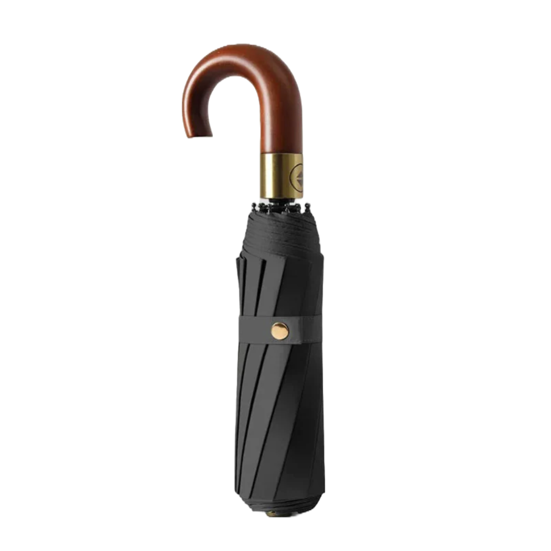 Cedar® Gideon Folding Wooden Curved Handle Umbrella 20 Spokes
