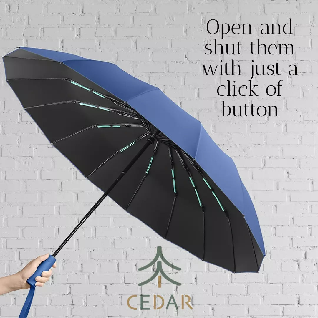Cedar® Everyday foldable Umbrella 24 spokes Extra Strength Fully Automatic Large UV Protect