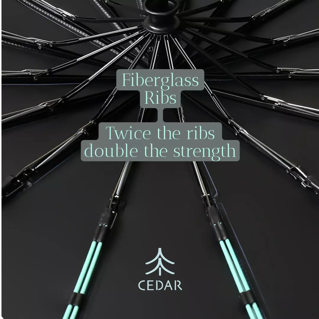 Cedar® Everyday foldable Umbrella 24 spokes Extra Strength Fully Automatic Large UV Protect