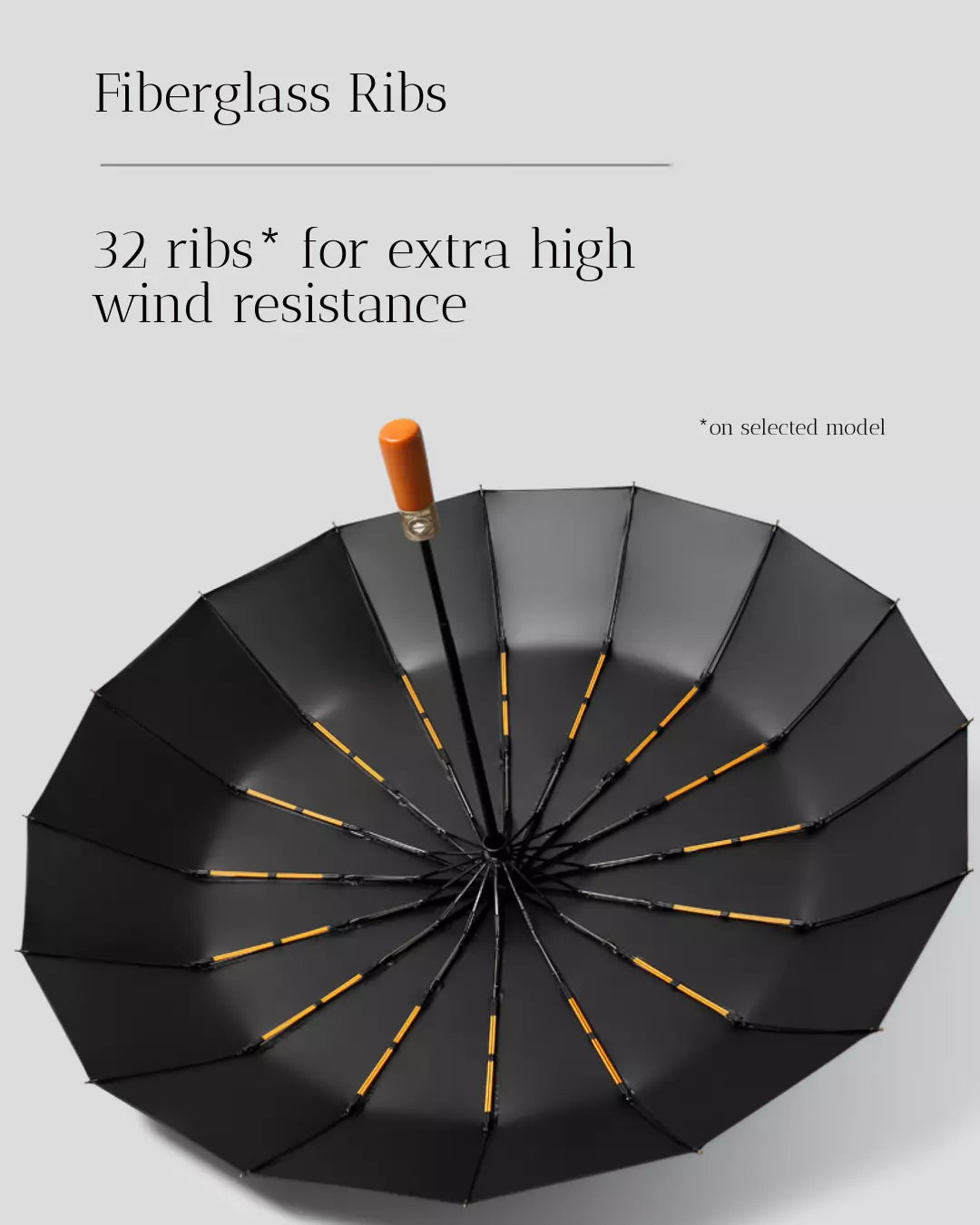 Cedar® Executive Wood Handle Foldable Umbrella 32 spokes