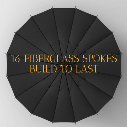 Cedar® Timeless Straight Wood Handle Umbrella 16 Spokes Windproof Large Automatic