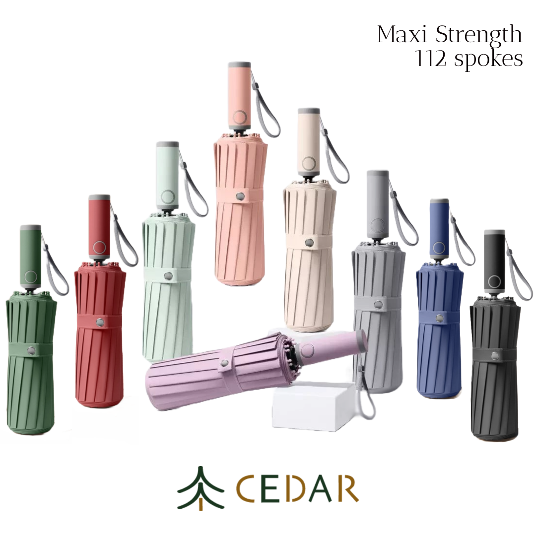 Cedar® Maxi Strength foldable Umbrella 112 spokes Storm Resistant