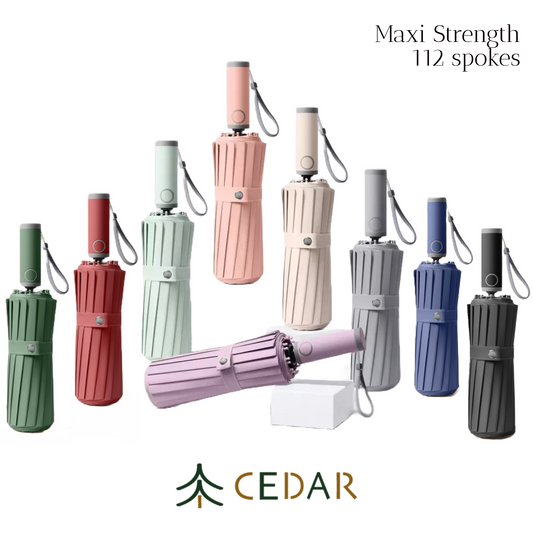 Cedar® Maxi Strength foldable Umbrella 112 spokes Storm Resistant