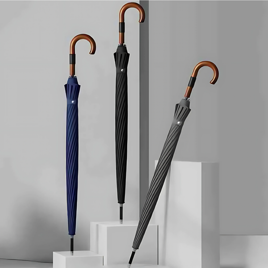 Cedar® Timeless Wood Handle Umbrella Solid Curved 16 Spokes