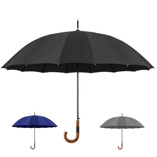 Cedar® Timeless Wood Handle Umbrella Solid Curved 16 Spokes