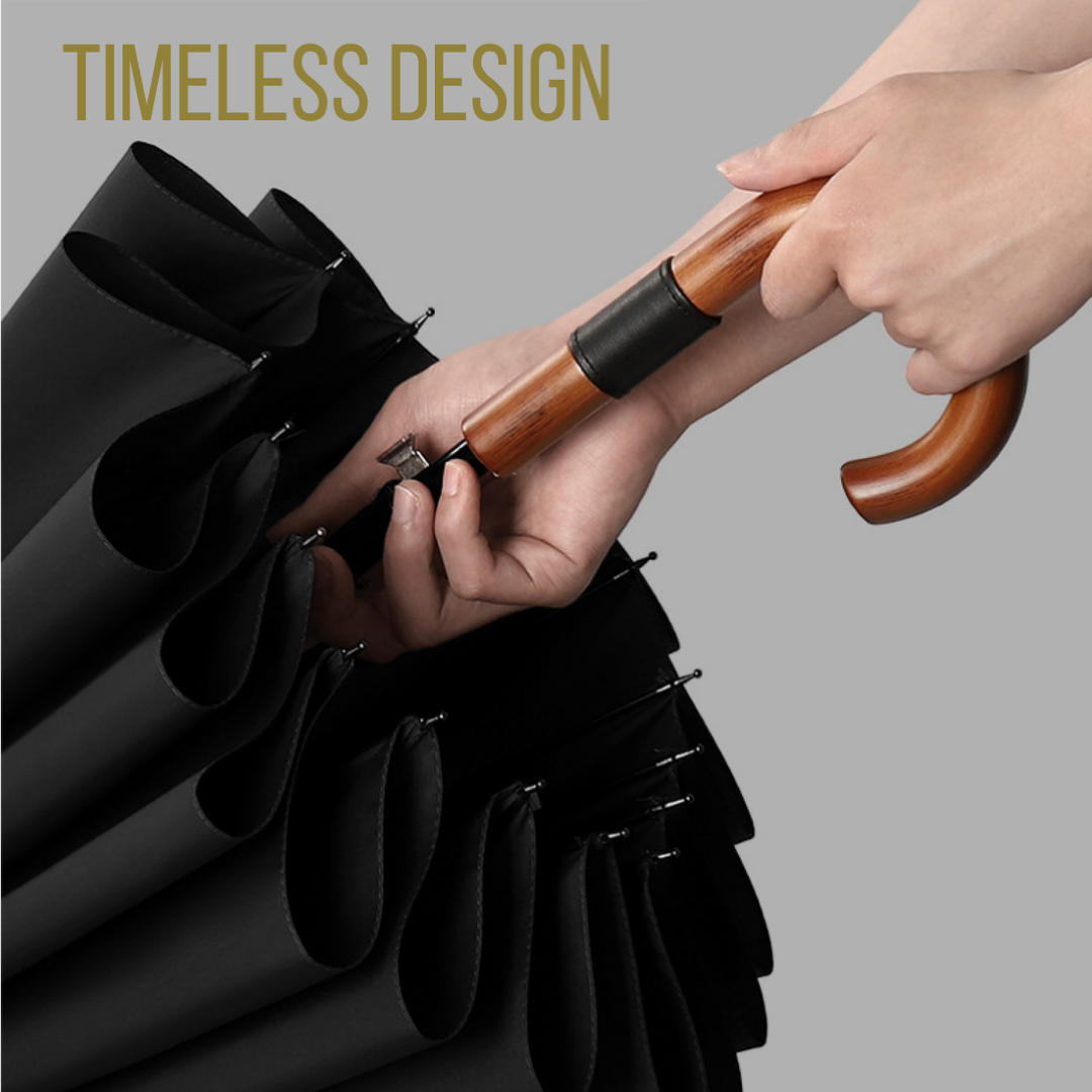 Cedar® Timeless Wood Handle Umbrella Solid Curved 16 Spokes