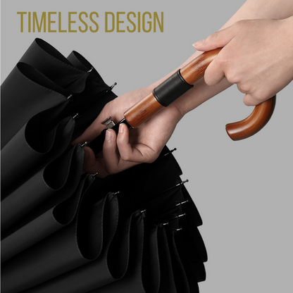 Cedar® Timeless Wood Handle Umbrella Solid Curved 16 Spokes