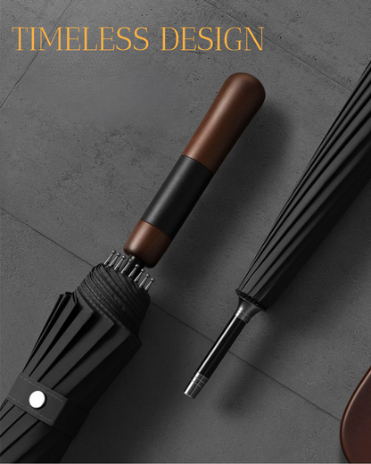 Cedar® Timeless Straight Wood Handle Umbrella 16 Spokes Windproof Large Automatic